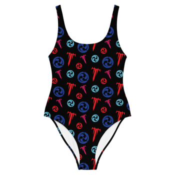 Blue & Red One Piece Swimsuit